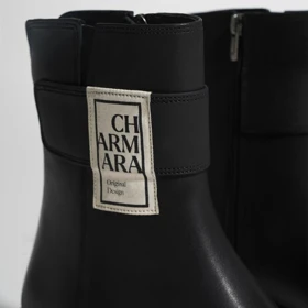 نیم بوت چرم زنانه مشکی مدل Lena