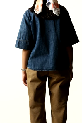 شومیز آستین کوتاه جین زنانه