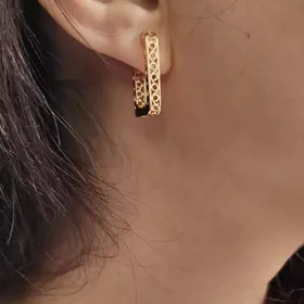 گوشواره زنانه توربافت مربعی ژوپینگ آبکاری طلا