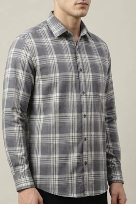 پیراهن مردانه چهارخانه آستین بلند نخ پنبه شیک 425