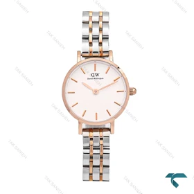 ساعت DW زنانه دورنگ رزگلد صفحه سفید مینی DW-6001-24-L