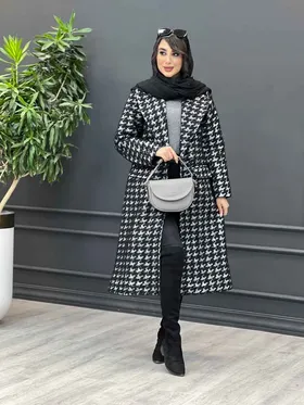 پالتو چهارخونه بلند شش دکمه