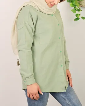 شومیز مانتویی لینن زنانه 0754