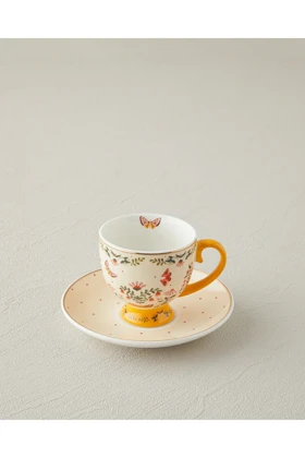 سرویس فنجان قهوه دو نفره English Home مدل Dipsy Bone China - خردلی