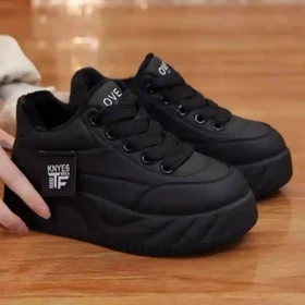 کتانی لژدار فشن زنانه مدل لاو مشکی Women’s Love Platform Fashion Black Sneakers