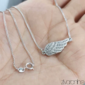 گردنبند ژوپینگ طرح بال فرشته نقره ای 50069