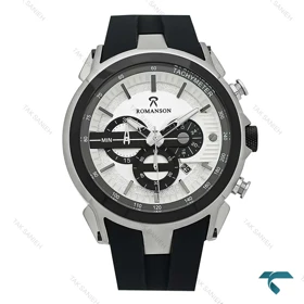 ساعت مردانه رومانسون کورنوگراف دار سیلور بند رابر مشکی Romanson-8260-G
