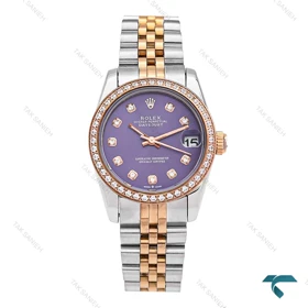 ساعت رولکس زنانه دورنگ رزگلد صفحه بنفش دورنگین Rolex-6303-L