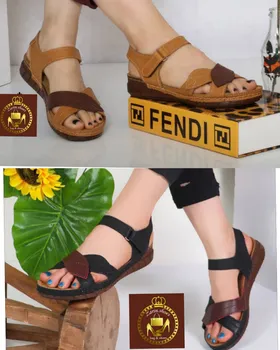 صندل طبی زنانه تابستانی چسبی برگی