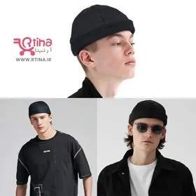 کلاه لئونی مشکی ساده دخترانه و پسرانه لبه کش دار