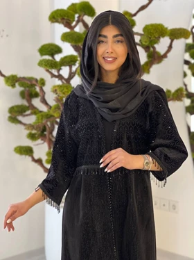 مانتو مجلسی مخمل لمه دار کارشده