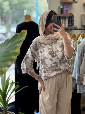 شومیز باکسی گازوئیلی_4528 (قهوه ای)