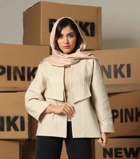 کت کنفی Pinki 1229 کرم طرح دار (کرم طرح لوزی)
