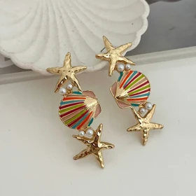 گوشواره تابستانی رنگی ستاره کد 649