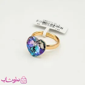 انگشتر زنانه ژوپینگ مدل سواروسکی قلبی آبی بنفش