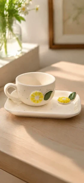 ست چای خوری تک نفره گل برجسته