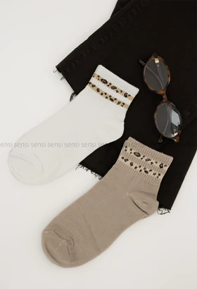 جوراب نیم ساق پلنگی کد1005605