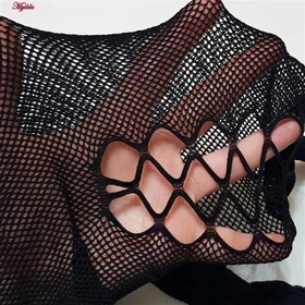 جوراب شلواری زنانه مدل پنجره ای مشکی کد 4624-159