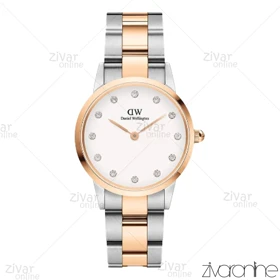 ساعت دنیل ولینگتون زنانه دورنگ رزگلد ایندکس نگین‌دار اسمال 103448
