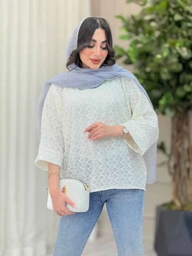 شومیز جلو بسته طرح لوزی