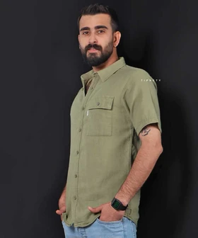 پیراهن آستین کوتاه مردانه آزاد کنفی 0812