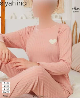 بلوز شلوار نرمال سیاه اینجه رنگ گلبهی کد 26003