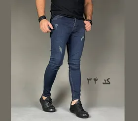 شلوار جین کشی سرمه ای چرک