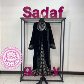 مانتو مخمل مجلسی مزونی بلند