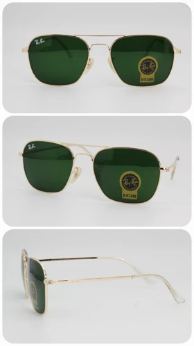 عینک آفتابی مردانه و زنانه ریبن Rayban Rb3136 ضد اشعه UV400 (فریم طلایی کمرنگ ، عدسی‌ها سبز)