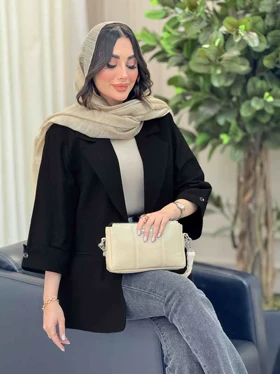 مانتو دو دکمه آستین پاکتی