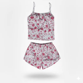 ست تاپ و شلوارک طرح گل 174