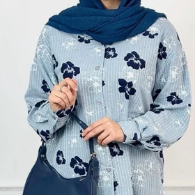مانتو زنانه لینن دیپلمات گل‌دار