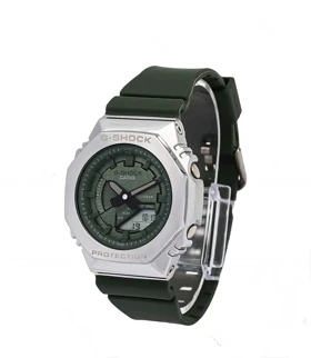 جی شاک2100سبز ارتشی صفحه سیلور