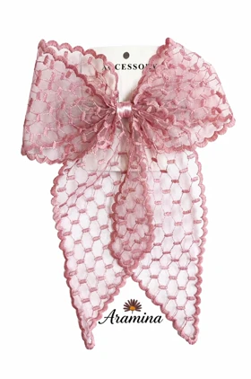 گیره سر پاپیون گیپور صورتی کد ARA145