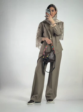 کت و شلوار دو بند کد 800023 (موکا)