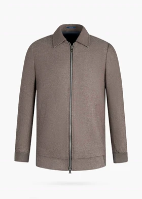 سویشرت فلانل تمام زیپ خاکی