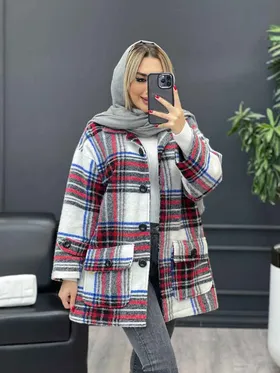پالتو چهارخونه آستین پاگن