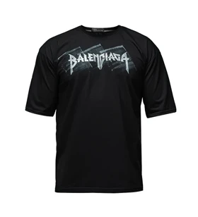 تیشرت BALENCIAGA یقه گرد نخ پنبه مردانه مشکی طرح دار