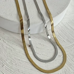 گردنبند ماری یا هرینگبون استیل رنگ ثابت اماده ارسال