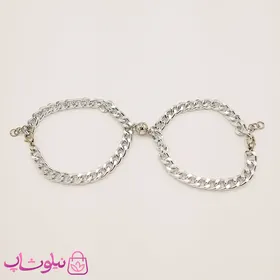 دستبند ست عاشقانه مگنتی نقره ای