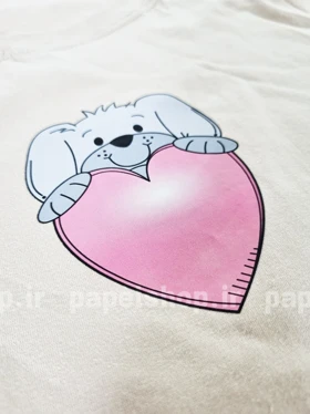 تیشرت کراپ یقه گرد طرح سگ و قلب