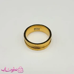 انگشتر مردانه مون بلان مدل خط‌دار طلایی کد 460