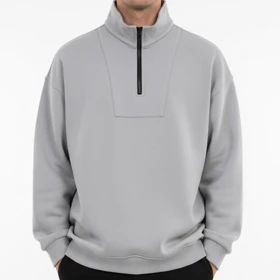 دورس نیم زیپ مردانه رنگ طوسی سه نخ تو کرکی استایل شیک و مینیمال کد 5002