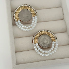 گوشواره زنانه سکه مرواریدی کد 864