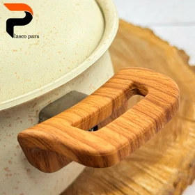 قابلمه 16 دسته چوبی گرانیتی کرمی هاناتک