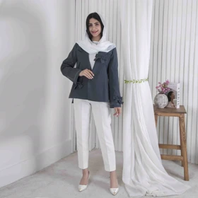 مانتو دخترانه گاواردین پاپیونی MISS ROSO