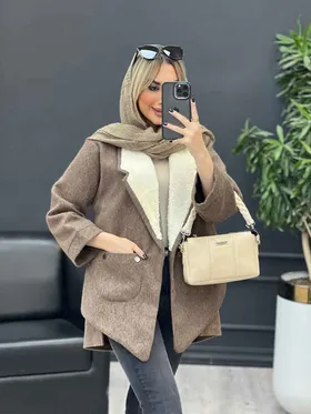 پالتو جیب پرچی یقه خز
