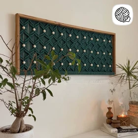 تابلو دیواری مکرومه بافی مدل گهرنگار (طول 120CM)