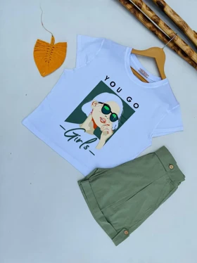 تیشرت و شلوارک لینن دختر you go