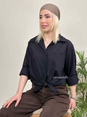 شومیز گره‌ای زنانه اسلپ سروین (مشکی)